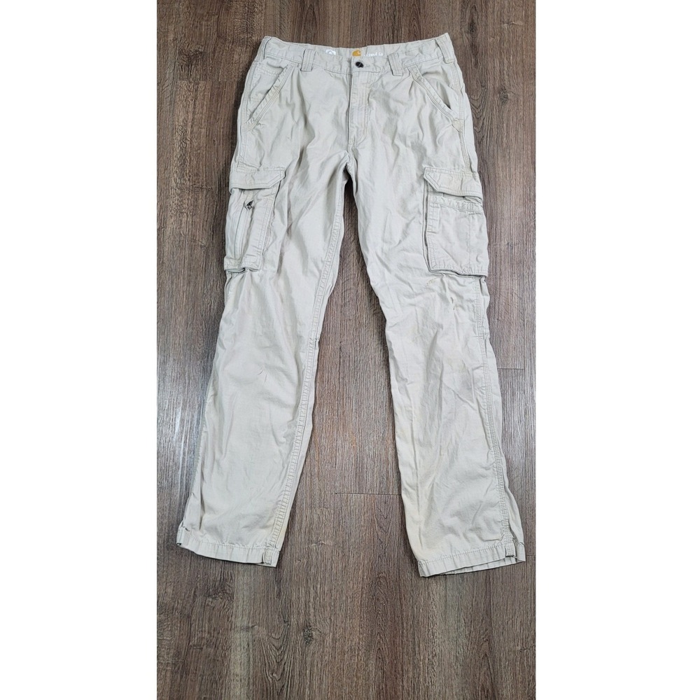 Carhartt Force Tappen Cargo Pants Mens 32x34 Beige Ripstop Relaxed‎ Fit Work